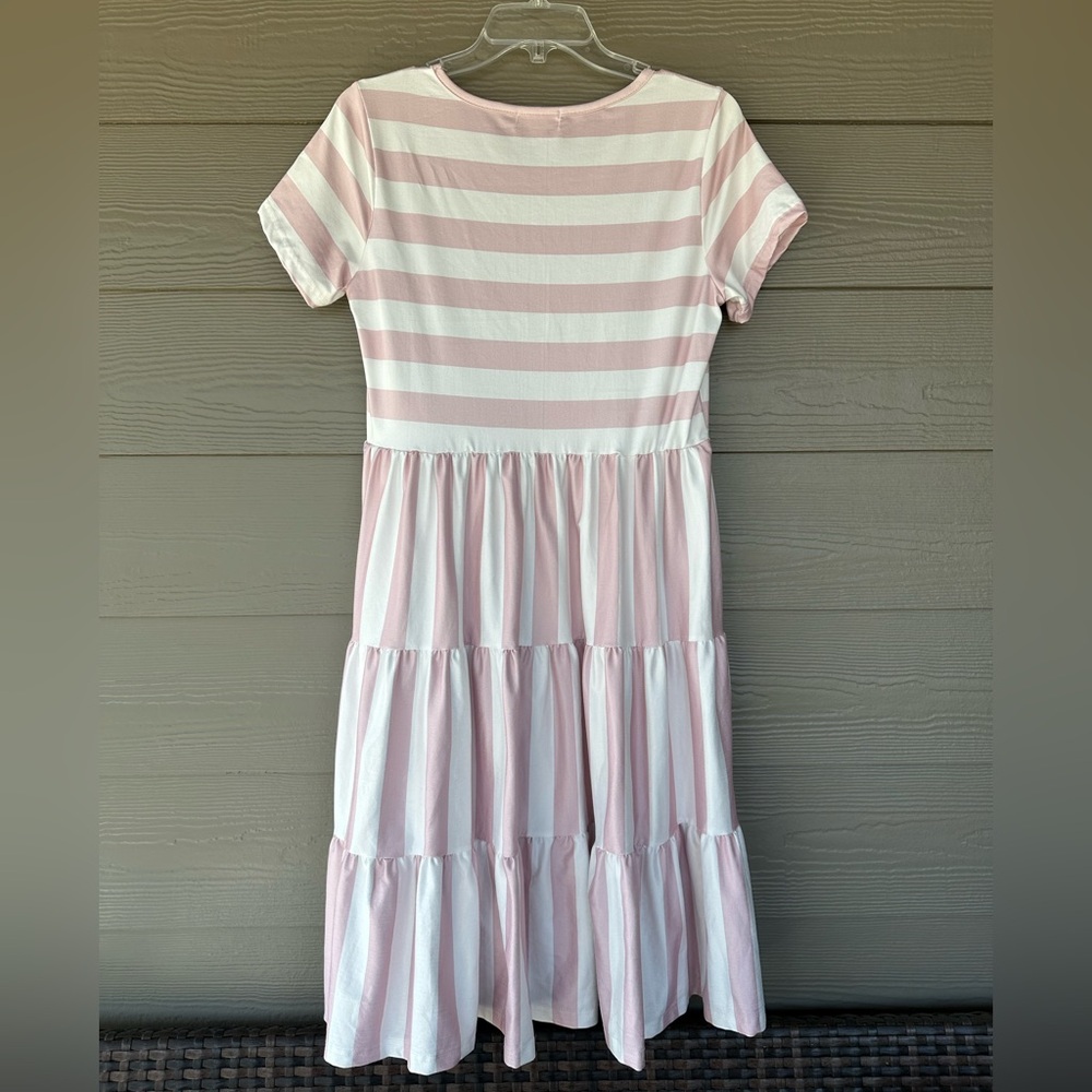 Marie Nicole Size Medium Pink Striped Dress - Picture 2 of 3